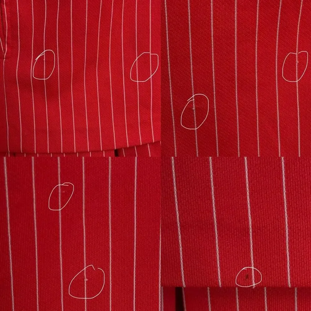 Vintage  60s/70s Mod Red Pinstripe Pleated Shift Dress size XS/2